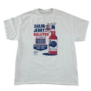 Sailor Jerry Rum Salutes USO T-Shirt America Red White Blue 4th of July XL
